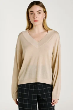 Vila Jersey de punto con glitter Beige