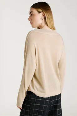 Vila Jersey de punto con glitter Beige