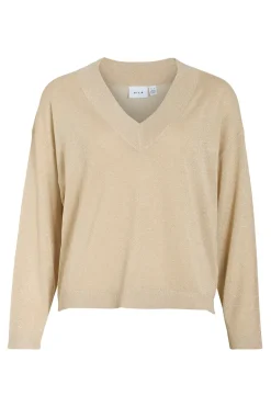 Vila Jersey de punto con glitter Beige