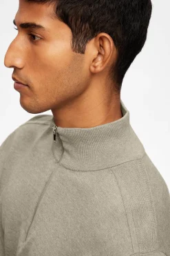 Selected Jersey de punto con media cremallera 100% algodón Verde