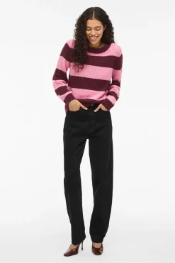 Vila Jersey de punto con rayas Morado Discount