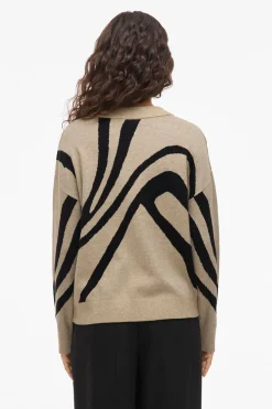 Vila Jersey de punto con viscosa Estampado beige Discount