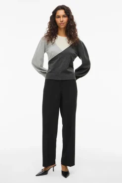 Vila Jersey de punto con viscosa Gris oscuro Hot