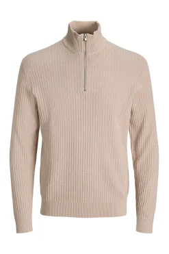 Jack & Jones Jersey de punto cuello cremallera Beige Best