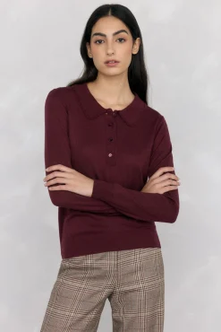 Pedro del Hierro Jersey de punto cuello polo Burdeos Online