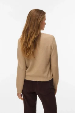 Vero Moda Jersey de punto cuello redondo Marr&oacute;n New