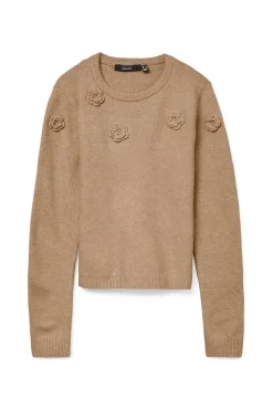 Vero Moda Jersey de punto cuello redondo Marr&oacute;n New