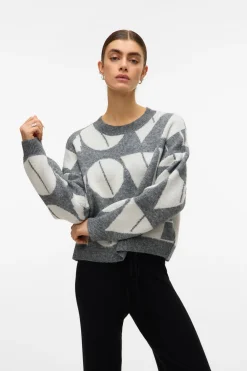 Vero Moda Jersey de punto cuello redondo Gris Clearance