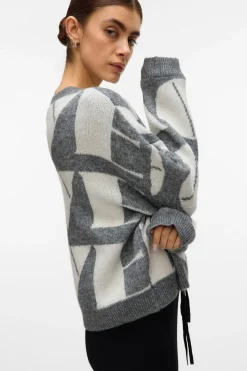 Vero Moda Jersey de punto cuello redondo Gris Clearance