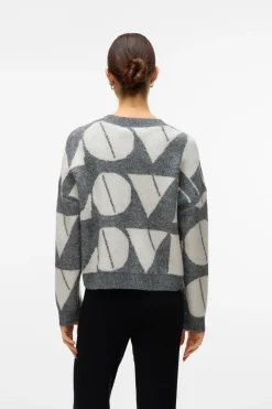 Vero Moda Jersey de punto cuello redondo Gris Clearance