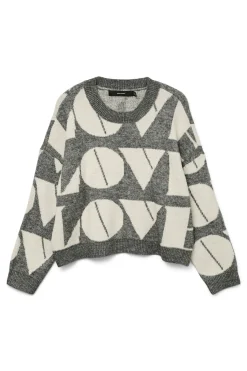 Vero Moda Jersey de punto cuello redondo Gris Clearance