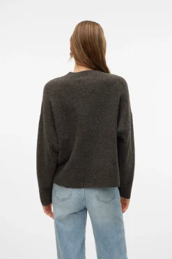 Vero Moda Jersey de punto cuello redondo Marr&oacute;n oscuro Clearance