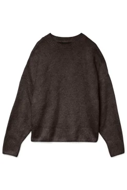 Vero Moda Jersey de punto cuello redondo Marr&oacute;n oscuro Clearance