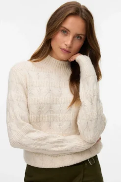 Vero Moda Jersey de punto cuello subido Beige New