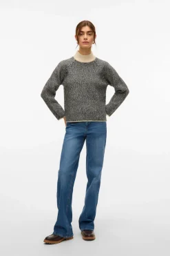 Vero Moda Jersey de punto cuello subido Gris Discount