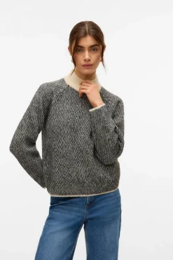 Vero Moda Jersey de punto cuello subido Gris Discount
