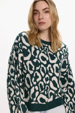 Vila Jersey de punto estampado de viscosa Turquesa Outlet