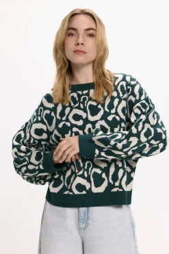 Vila Jersey de punto estampado de viscosa Turquesa Outlet