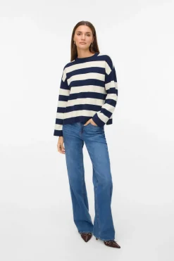 Vero Moda Jersey de punto fino cuello redondo Azul marino Sale