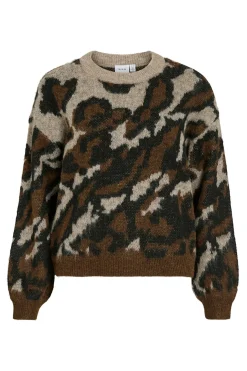 Vila Jersey de punto jacquard con lana Marr&oacute;n Online