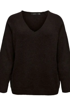 Vero Moda Curve Jersey de punto talla grande Marr&oacute;n oscuro Sale