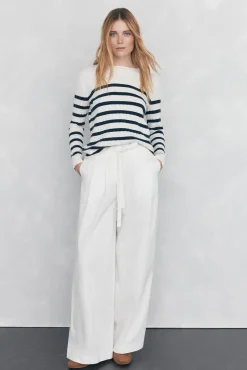 Pedro del Hierro Jersey de rayas canalé botón dorado Azul Sale