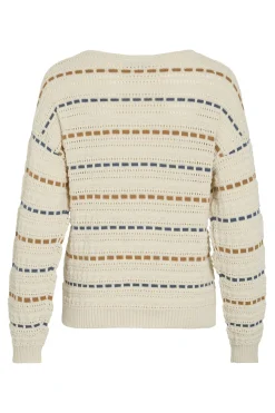 Vila Jersey de rayas con calados Beige Best