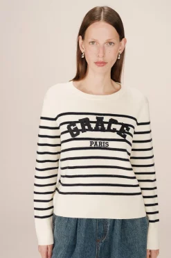 Grace & Mila Jersey de rayas marinero Blanco Outlet