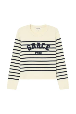 Grace & Mila Jersey de rayas marinero Blanco Outlet
