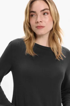 Vila Jersey de viscosa con botones en los puños Negro