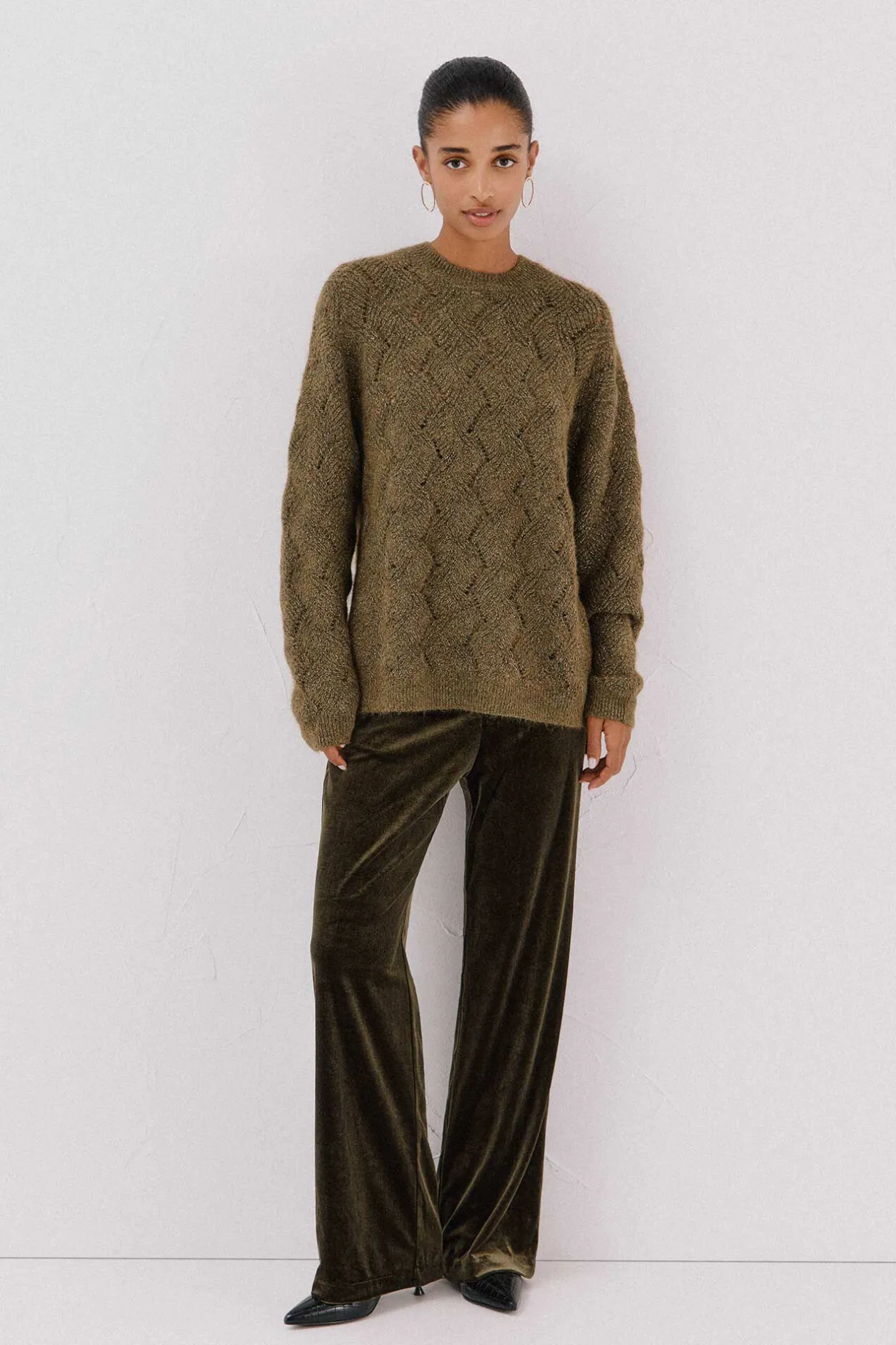 Cortefiel Jersey delantero lentejuelas. Verde Hot