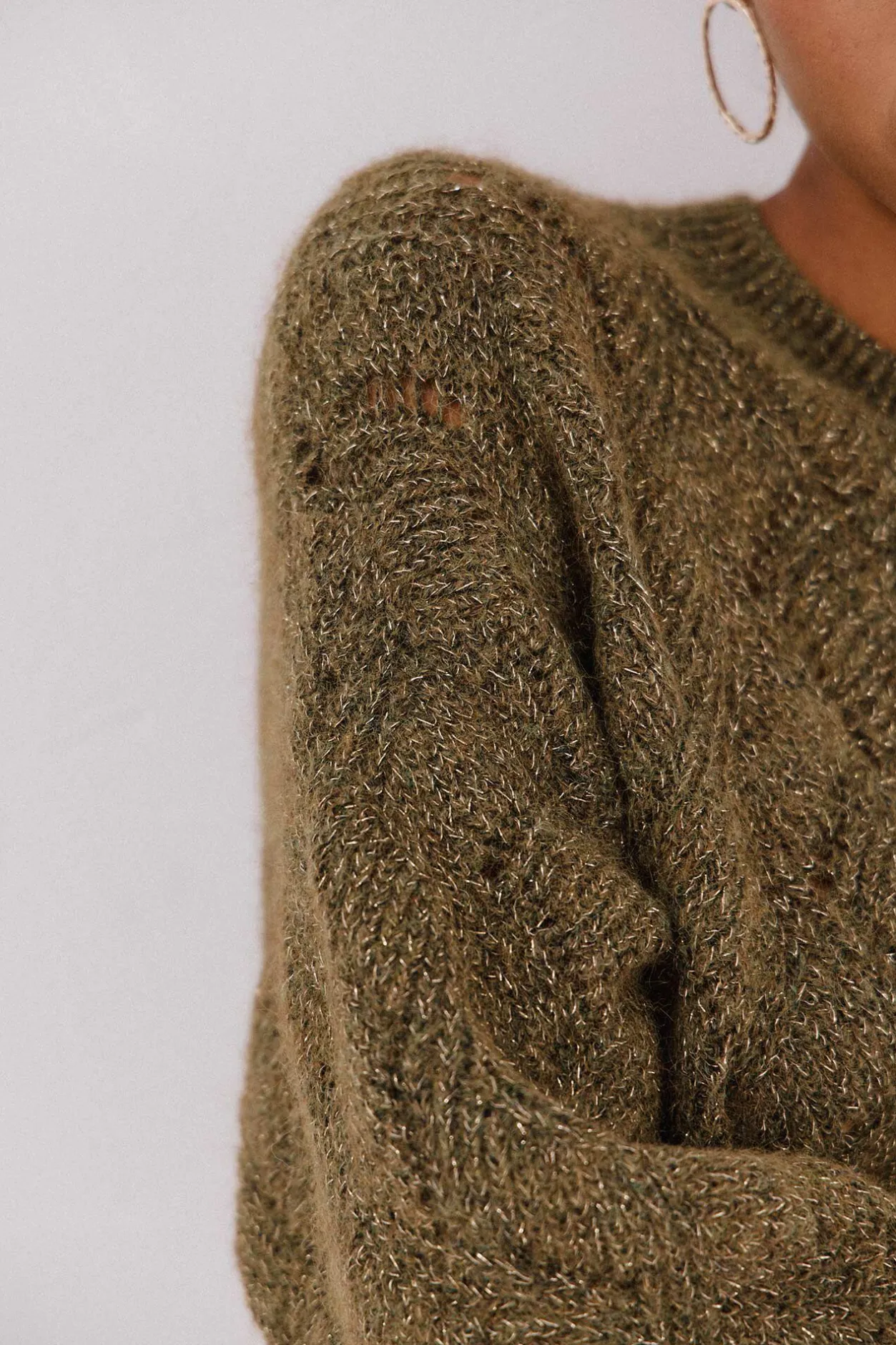 Cortefiel Jersey delantero lentejuelas. Verde Hot