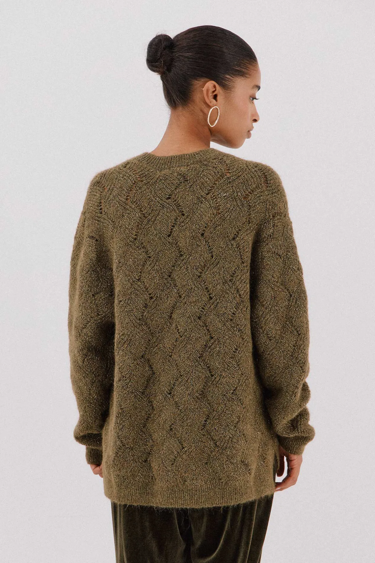 Cortefiel Jersey delantero lentejuelas. Verde Hot