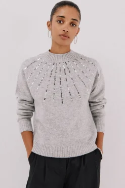 Cortefiel Jersey delantero lentejuelas. Gris Discount