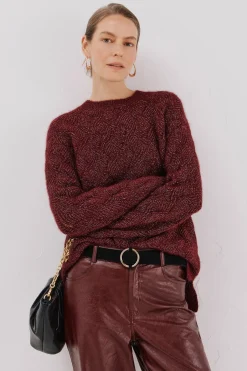 Cortefiel Jersey delantero lentejuelas. Granate