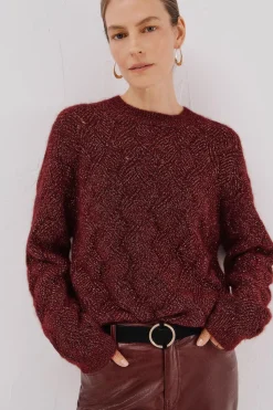 Cortefiel Jersey delantero lentejuelas. Granate