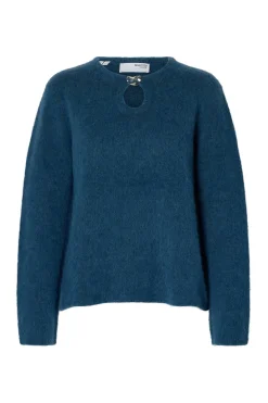 Selected Jersey detalle metálico alpaca y lana Azul marino Clearance