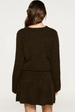 Selected Jersey detalle metálico alpaca y lana Marr&oacute;n oscuro Clearance