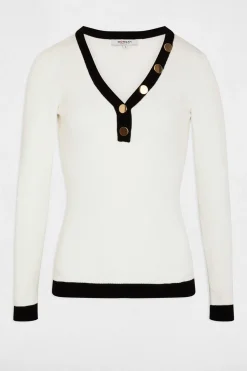 Morgan Jersey entallado con cuello en V Blanco Sale