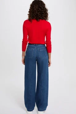 Morgan Jersey entallado con cuello en V Rojo Hot