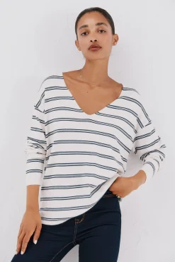 Cortefiel Jersey escote pico Estampado azul New