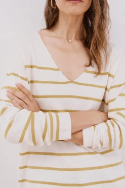 Cortefiel Jersey escote pico Estampado amarillo Outlet