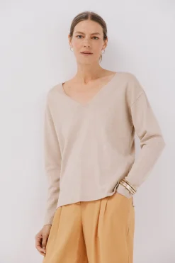 Cortefiel Jersey escote pico Beige New