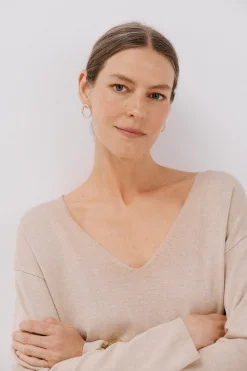 Cortefiel Jersey escote pico Beige New