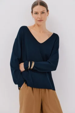 Cortefiel Jersey escote pico Azul marino Online