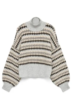 Vero Moda Jersey estampado con cuello alto Gris Sale