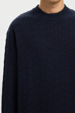 Selected Jersey estructura 100% algodón orgánico. Azul marino Outlet