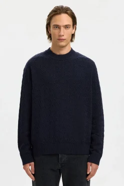 Selected Jersey estructura 100% algodón orgánico. Azul marino Outlet