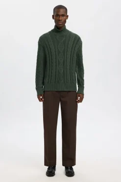 Selected Jersey estructura 100% algodón orgánico Verde oscuro Clearance