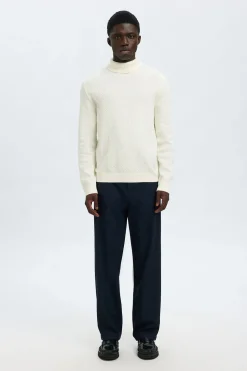 Selected Jersey estructura cuello alto 100% algodón orgánico Blanco Clearance